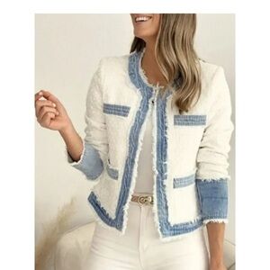 Nanette Lepore Tweed Denim Blazer